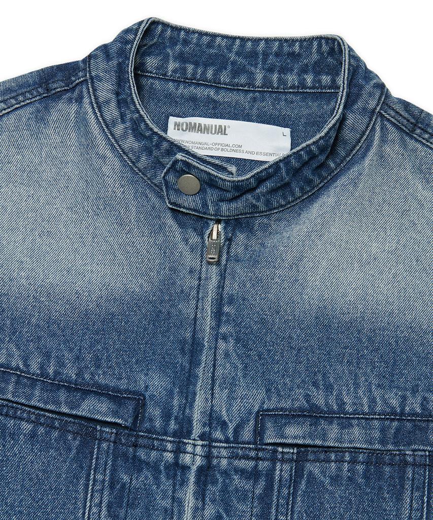 Nomanual Washed Denim Rider Jacket - Washed Blue