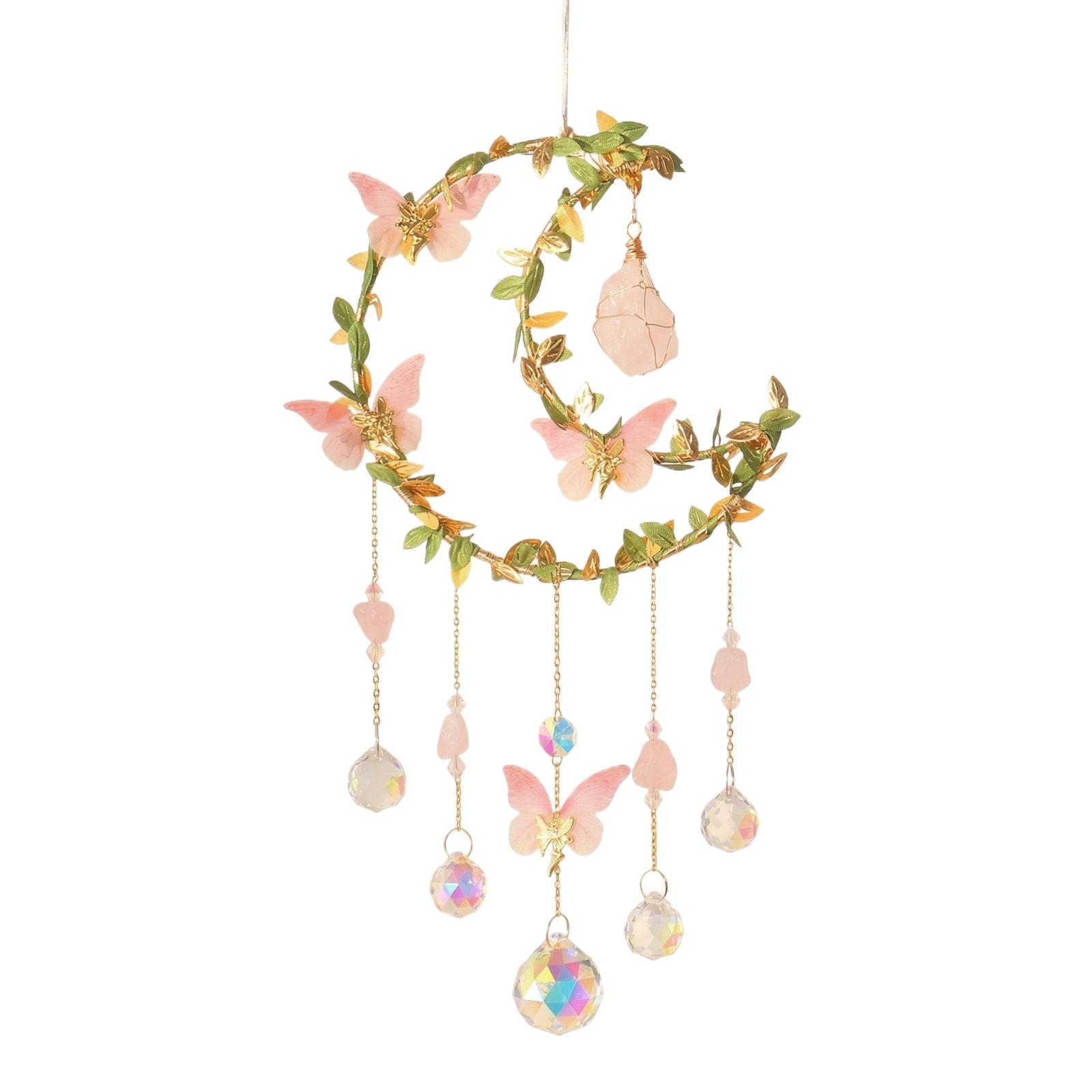 

Moon-shaped Foliage, Butterfly-shaped Leaves, Natural Crystal Garden Pendant Decoration One Size