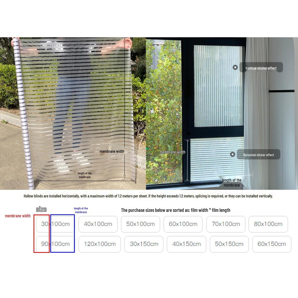 Frosted Glass Film: Anti-Peep, Anti-Collision Privacy Striped Sticker for Office Windows