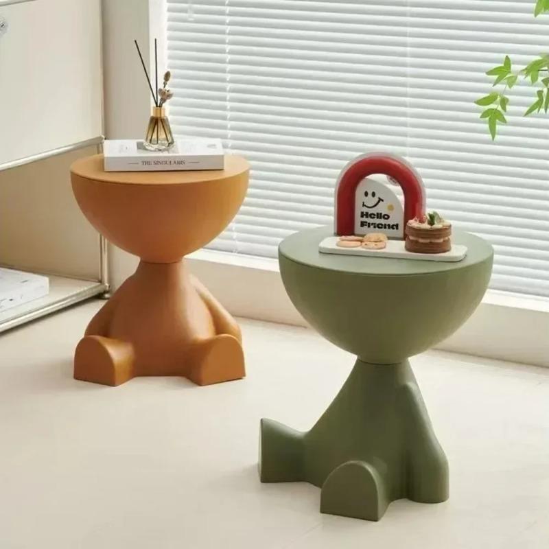 Cream Coffee Table Sofa Bed Side Table Modern Simple Home Accessories Living Room Decor Creative Flat Head Plastic Round Tables