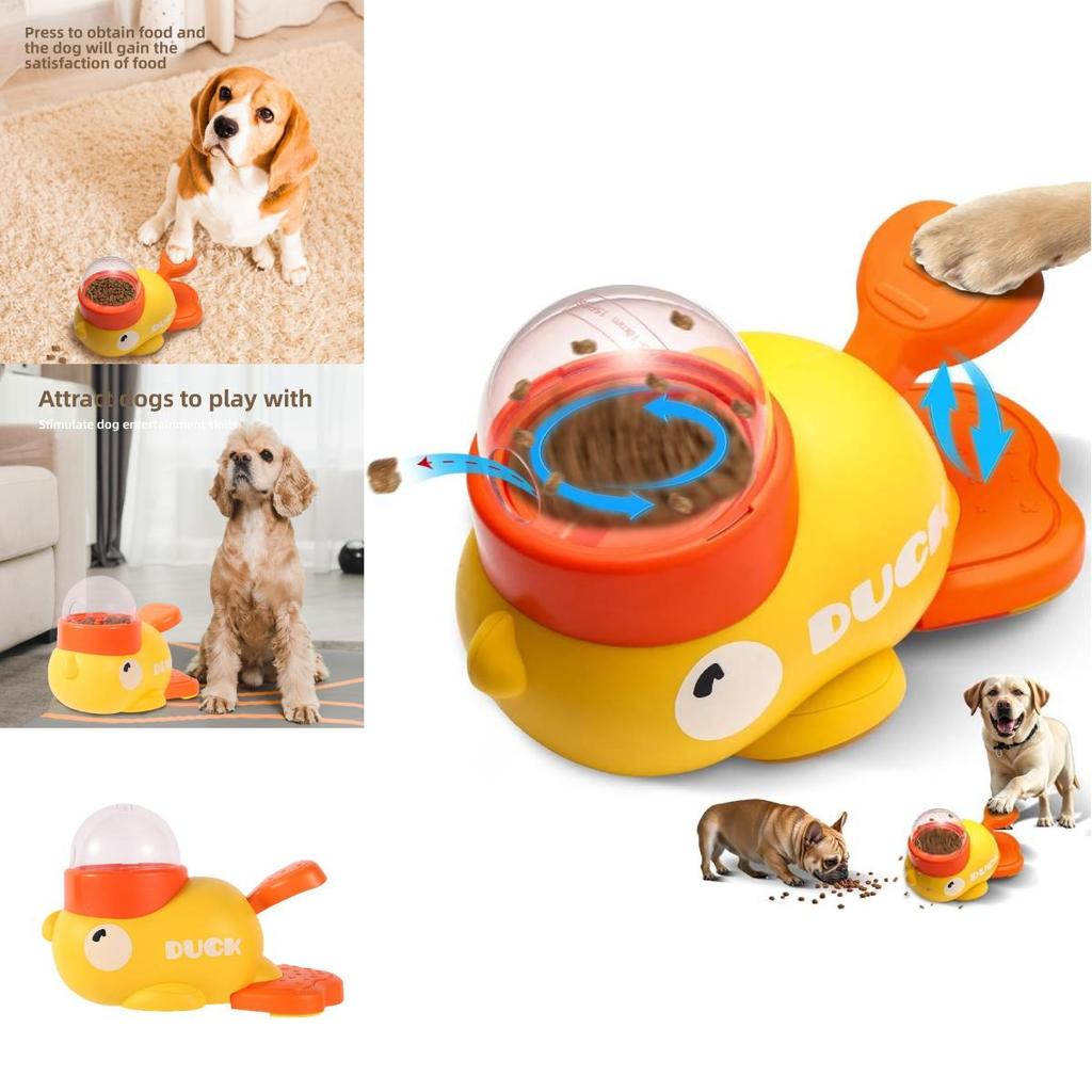 Yellow Pet Food Dispenser And Interactive Toy For Cats And Dogs With Abs Construction