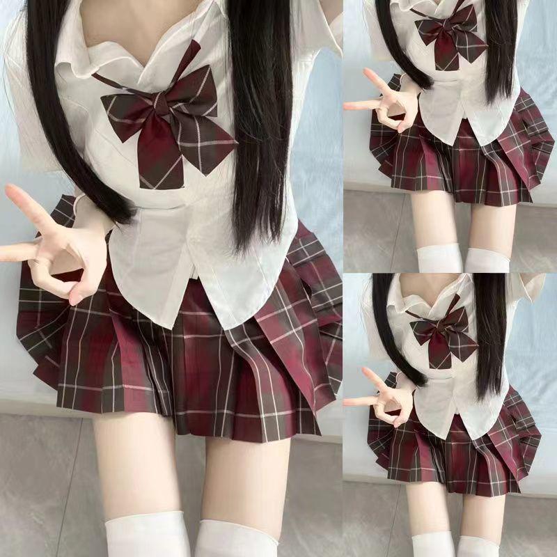 Japanese Academy Style JK Uniform Set - Long/Short Sleeve, Pleated Skirt for Female Students