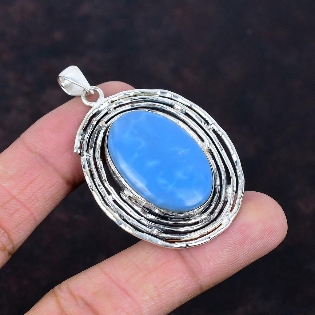 Owyhee blue opal pendant 925 sterling silver pendant handmade pendant antique jewelry real gemstone pendant wedding gifts birthstone pendant