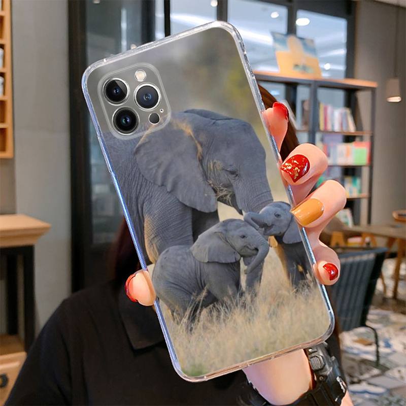 Tier Elefant Handyhülle für iPhone 14 13 12 11 Pro Max XS X XR SE 2020 6 7 8 Plus Mini Transparente Hülle