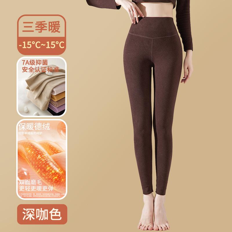 

Женские кальсоны из немецкого флиса, леггинсы для ношения под одеждой для тепла, зимние новые утолщенные шерстяные брюки, флисовый костюм-кальсоны, термобрюки 2XL (140-80 kg) темный кофе