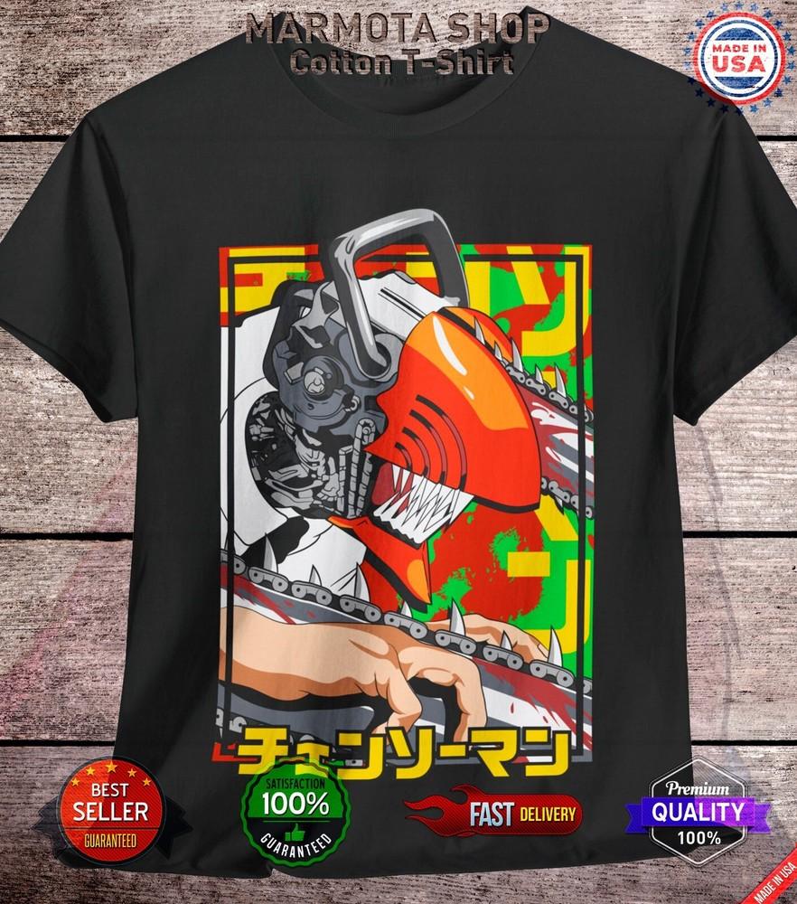 

Denji Chainsaw Man Shirt Anime Tee T-Shirt Pochita Horror Manga Otaku Makima L
