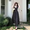 Mode neu Sommer sanft schlank und dünn große Größe High-End gepunktetes Kleid gefaltete Taille langer Rock Trend
