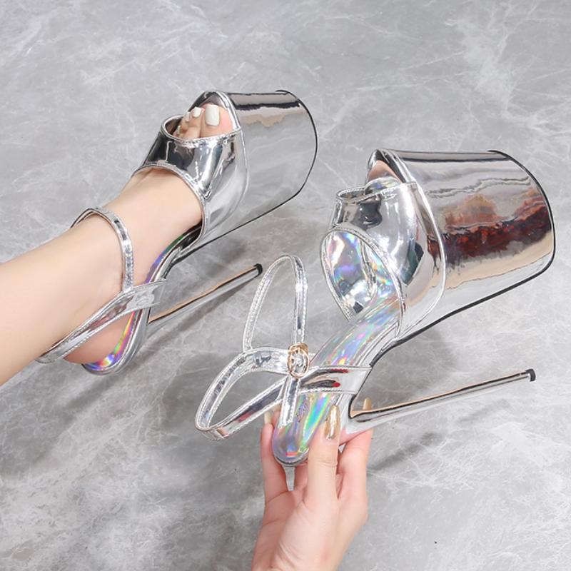 Luxury Women Sandals 22cm Super High Heels Summer Shoes Platform Sexy Red Silver Heeled Party Dance Stripper Fetish Shoes Female