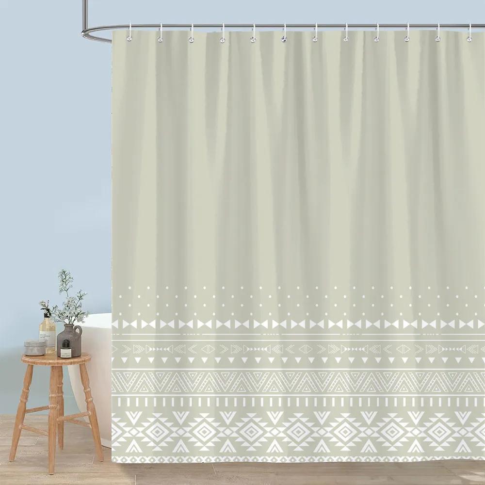 Simple Modern Rainbow Shower Curtain Abstract Geometric Lines Colourful Polyester Fabric Bath Curtains With Hooks Bathroom Decor