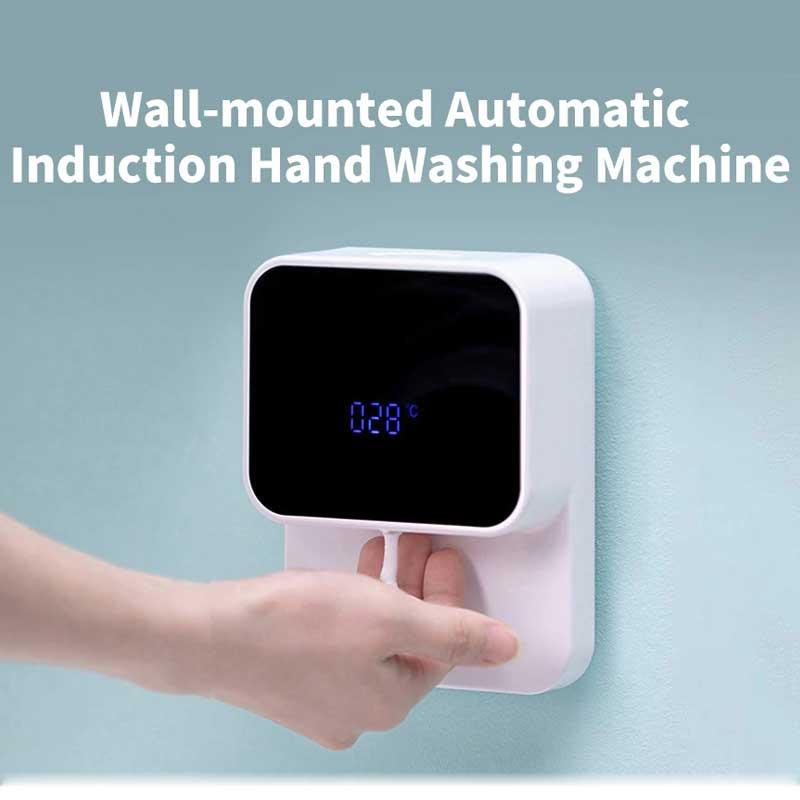 280ml Wandmontierter USB Automatischer Seifenspender Induktions Handwaschgerät 1500mAh LED Temperaturanzeige Seifenspender