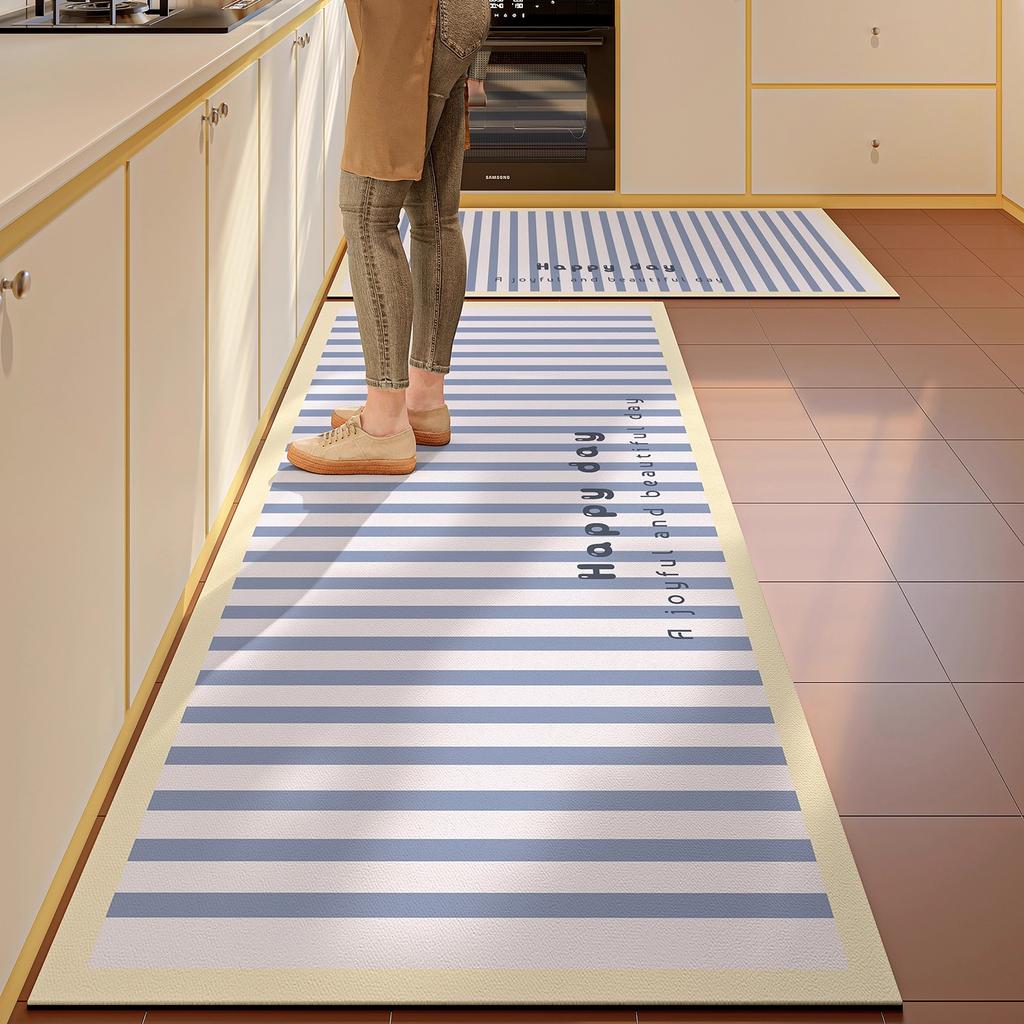 Kitchen Floor Mat Long Strip Runner Rugs Non-slip PVC Leather Washable Kitchen Rug Oil-proof Waterproof Carpet Home Decoration