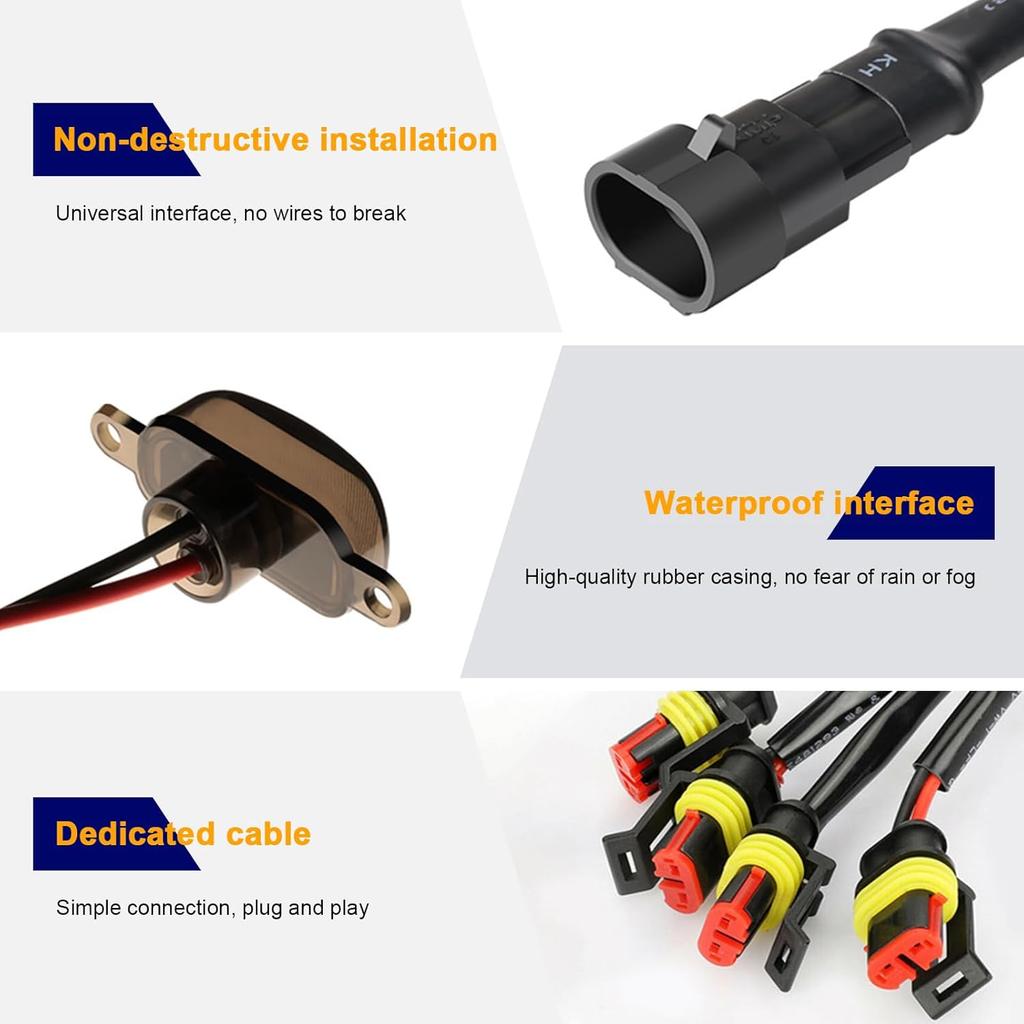 4PCS Car Grille Lights, Bright Amber LED Grill Lights With Wiring Harness, Waterproof Front Grill Trim Lamps, Vehicle Exterior Grille Lamps