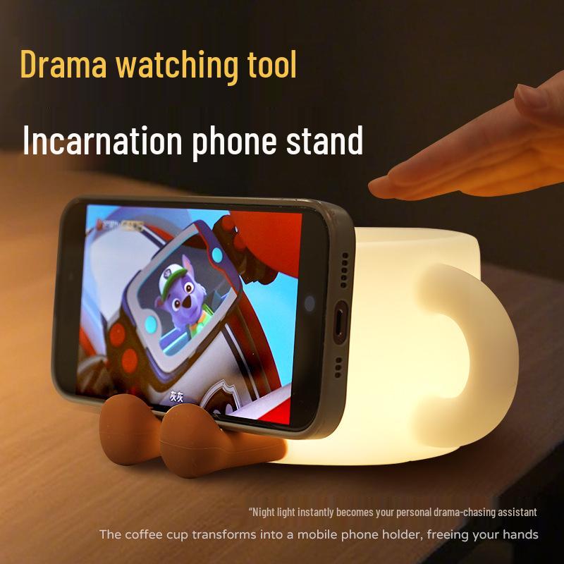 USB Wiederaufladbares Nachtlicht Silikon Kaffeetasse - Kreativer Schlafbegleiter für den Nachttisch