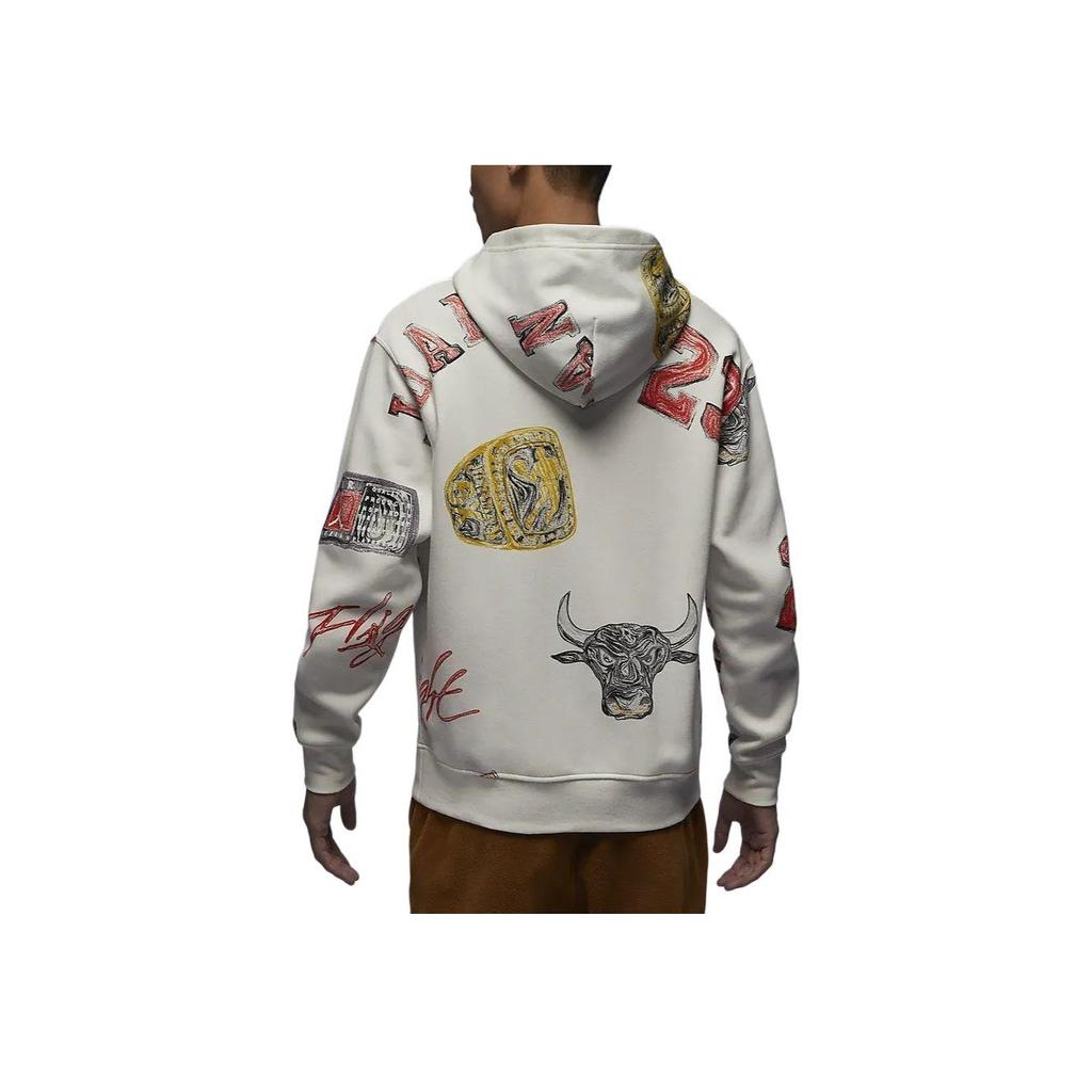 Jordan Brooklyn Full Print Hooded Fleece-Lined Casual Long Sleeve Sweatshirt Men Tops Sail-White FN4546-133