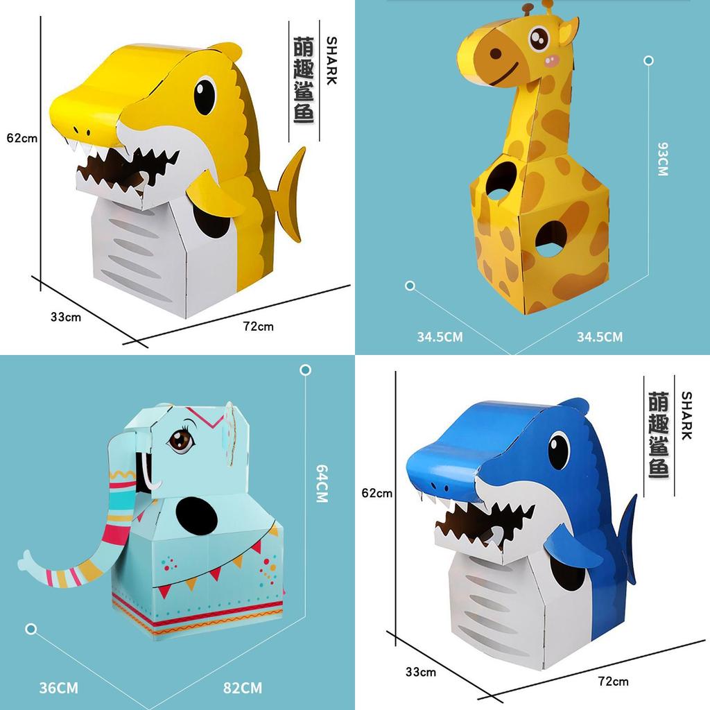 Tragbares Spielzeugflugzeug aus Papierkarton für Kinder, DIY-Dinosaurier-Spielzeug für draußen, mehrfarbig, für Kindergartenkinder