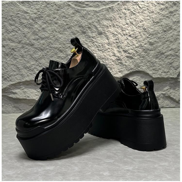 2025 New Personalized Design Casual Round Head Men's Catwalk Super Platform Leather Derby Shoes 10cm