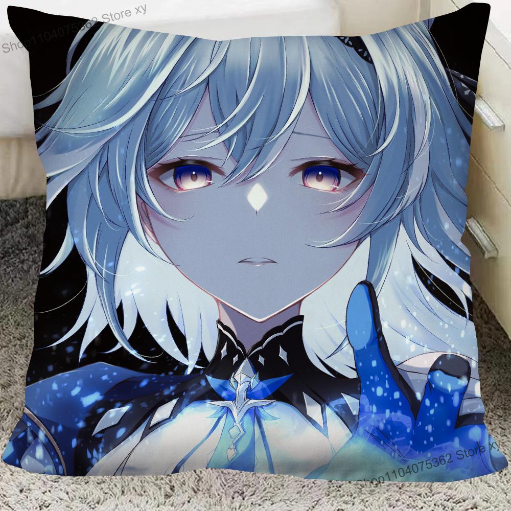 1Pc Game Anime Genshin Impact Eula Lawrence Pillow Case Square Pillow Cushion Cover Bedroom Sofa Room Decoration Casual