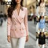 BFCCQB Giacche e cappotti con collo a polo, maniche lunghe, casual, vintage, tinta unita, stampa autunno inverno