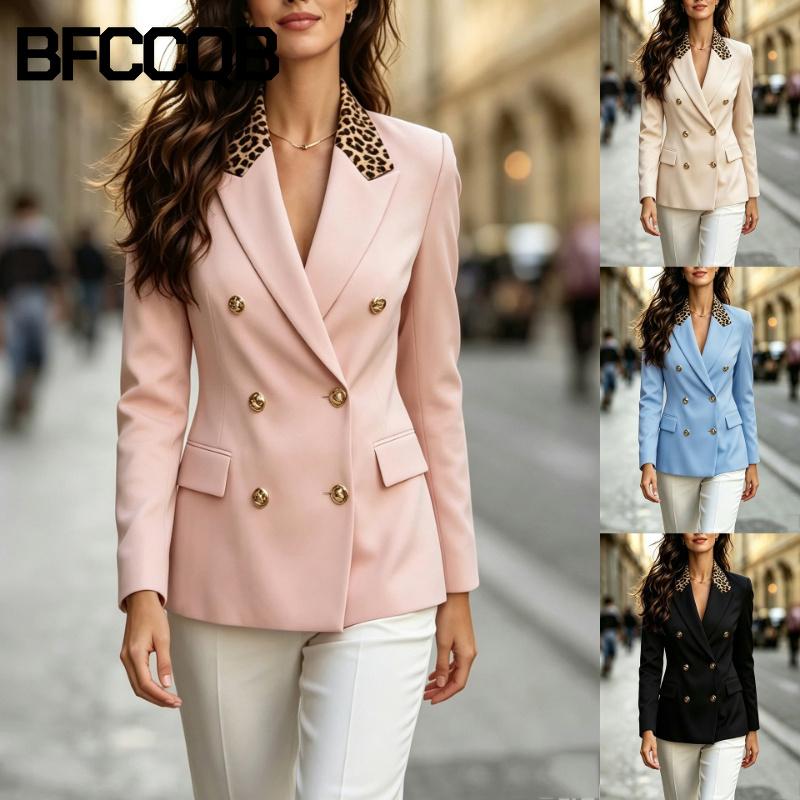 BFCCQB Giacche e cappotti con collo a polo, maniche lunghe, casual, vintage, tinta unita, stampa autunno inverno