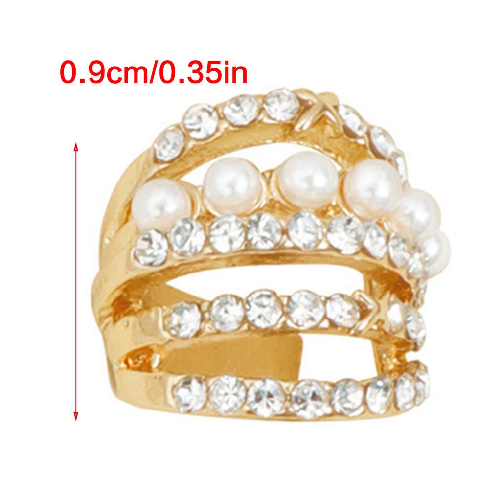 3Pcs U Shape Ear Clip Pearls and Crystals Combination Jewelry Versatile Stylish Decoration