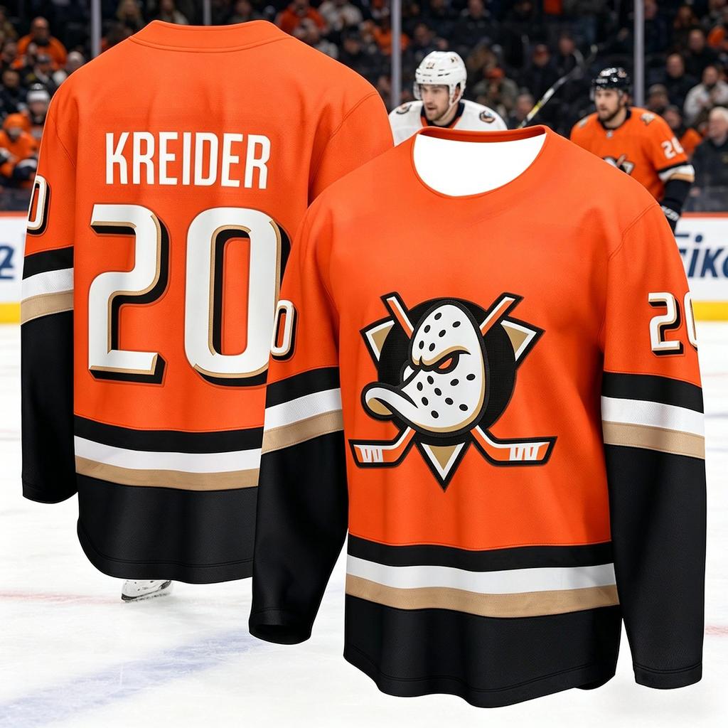 2026 New Men's Ice Hockey Training Shirt for The Duck Team - 3D Print, Breathable, Moisture-Wicking Long-Sleeved T-Shirt Kids