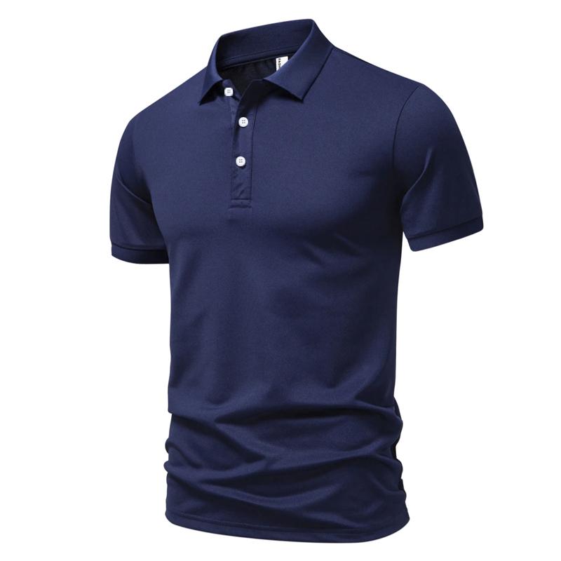 Autumn Winter Men Clothes Short Sleeve Lapel Pure Color Polo Shirt