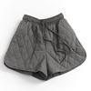 Solid Color Quilted Padded Wide Leg Shorts with Drawstring Waist - Slim Fit, High Waist, Autumn Winter Women's Outerwear Pants