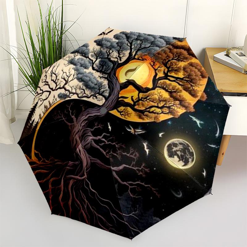 Yin Yang Tree of Life Moon Phase Wall Art Print Poster Umbrella, Christmas Gift Y385