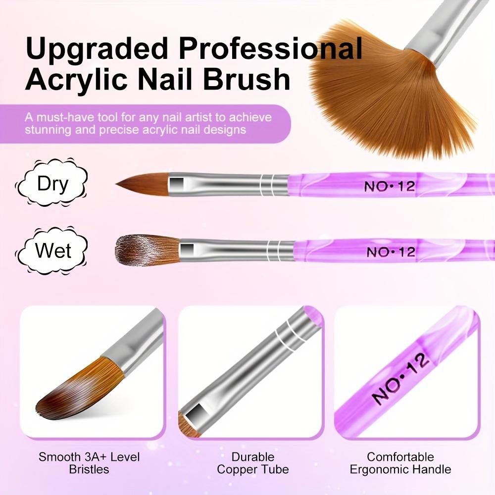 6 Pieces 6 Size Acrylic Handle Violet Nail Art Brush NO.2,4,6,8,10,12 Brush Pen Set DIY Nail Art Painting Brush