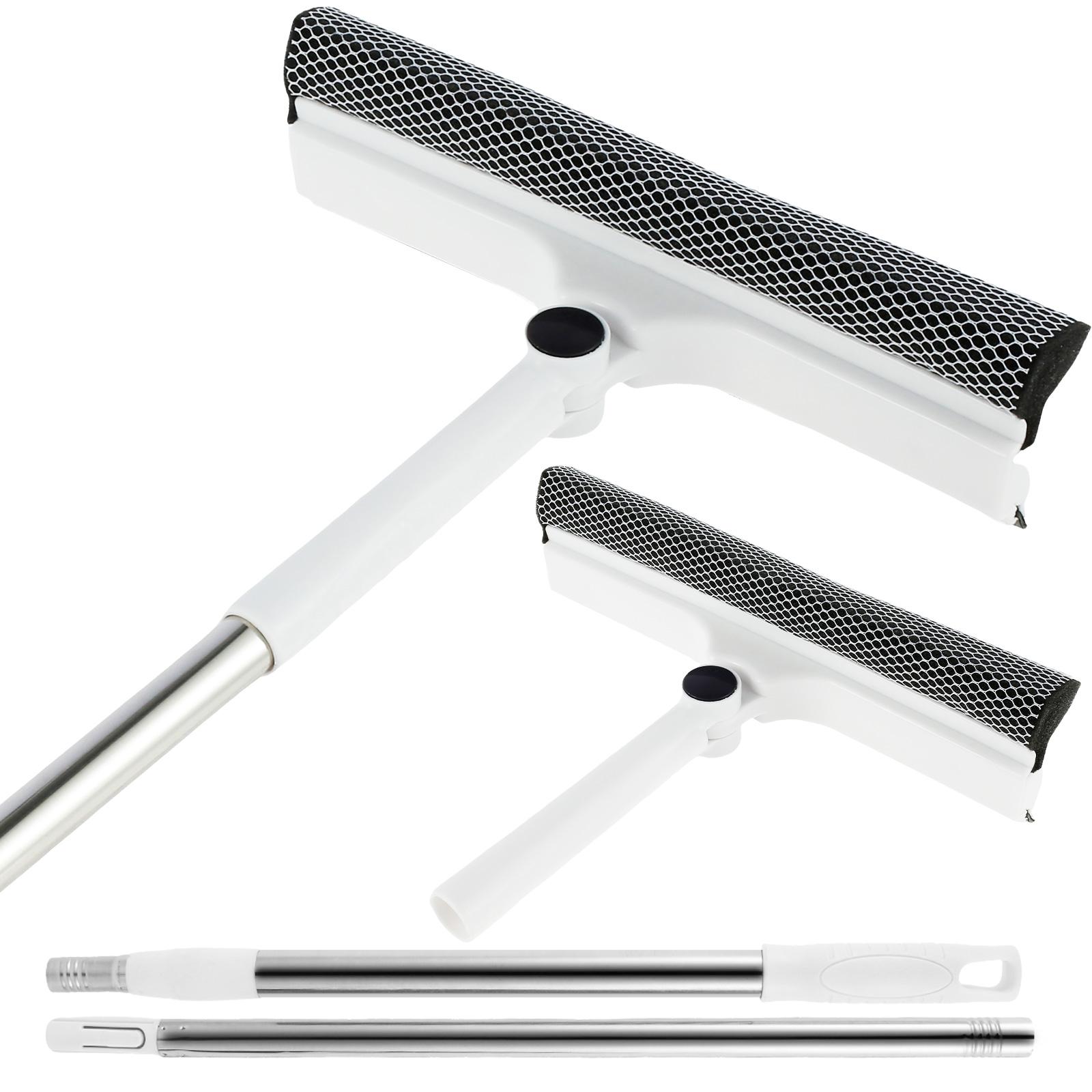 

Скребок для мытья окон 2-в-1 с выдвижными шестами из 3 секций, вращающийся на 180 градусов инструмент для мытья окон для дома, стеклянных дверей