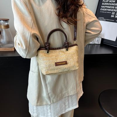 Bolso de hombro tejido de verano nuevo bolso de playa para vacaciones bolso bandolera nudo de cuerda bolso cesta de verduras bolso de mujer