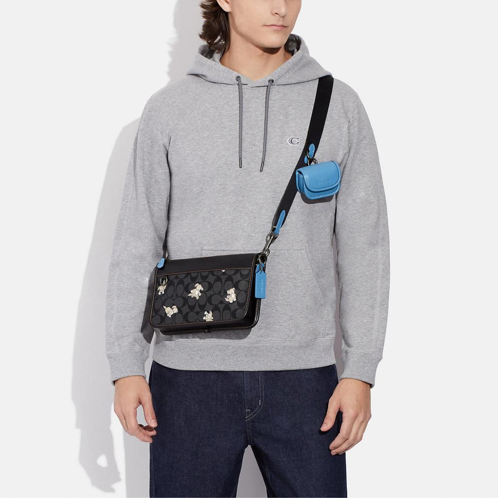 New COACH Heritage Artificial Leather Combo Bag, Shoulder Bag, Crossbody Bag Medium Men's Charcoal & Black CC131-QBPHT