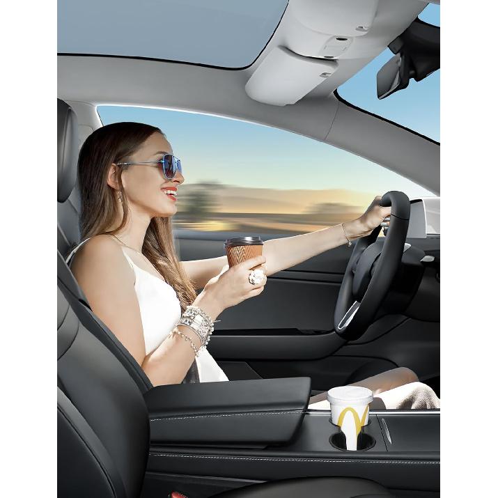 Motrobe Tesla Model Y -2024 Model 3 - Center Console Cup Holder Ert Tesla Center Console Interior Accessories (Not Fit Model Y Juniper 2025 2026