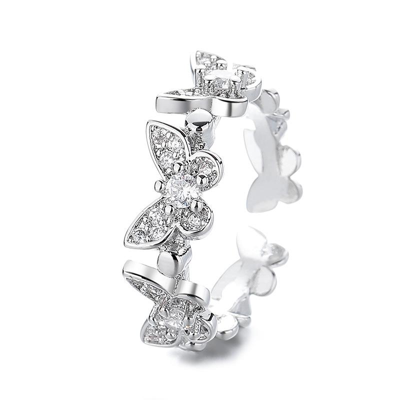 Super Fairy Three-dimensional Ins High-end Butterfly Ring Design Cold Wind Fashion Open Index Finger Ring Hipster Woman 2026 Resizable серебряный