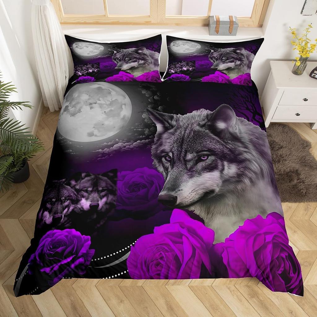 Wolf Duvet Cover Twin Queen 2/3Pcs Wild Animal Wolves Bedding Set For Boys Girls Teens Microfiber Snow Mountain Comforter Cover