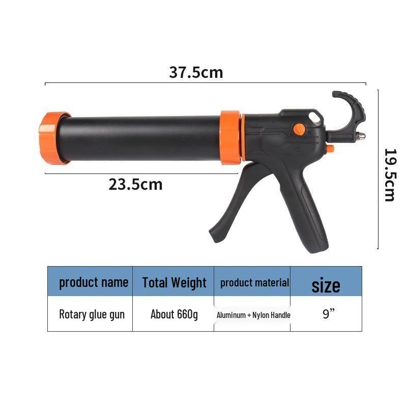 9/15 Inch Industrial Stainless Steel Dual-Use Rotating Glass Soft Sealant Gun