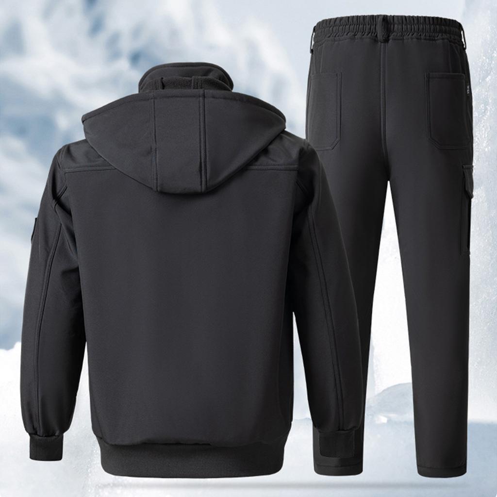 Herren Fleecejackenanzug Winddicht und Wasserdicht Outdoor Kältefest Warme Baumwolljacke Verdickter Anzug