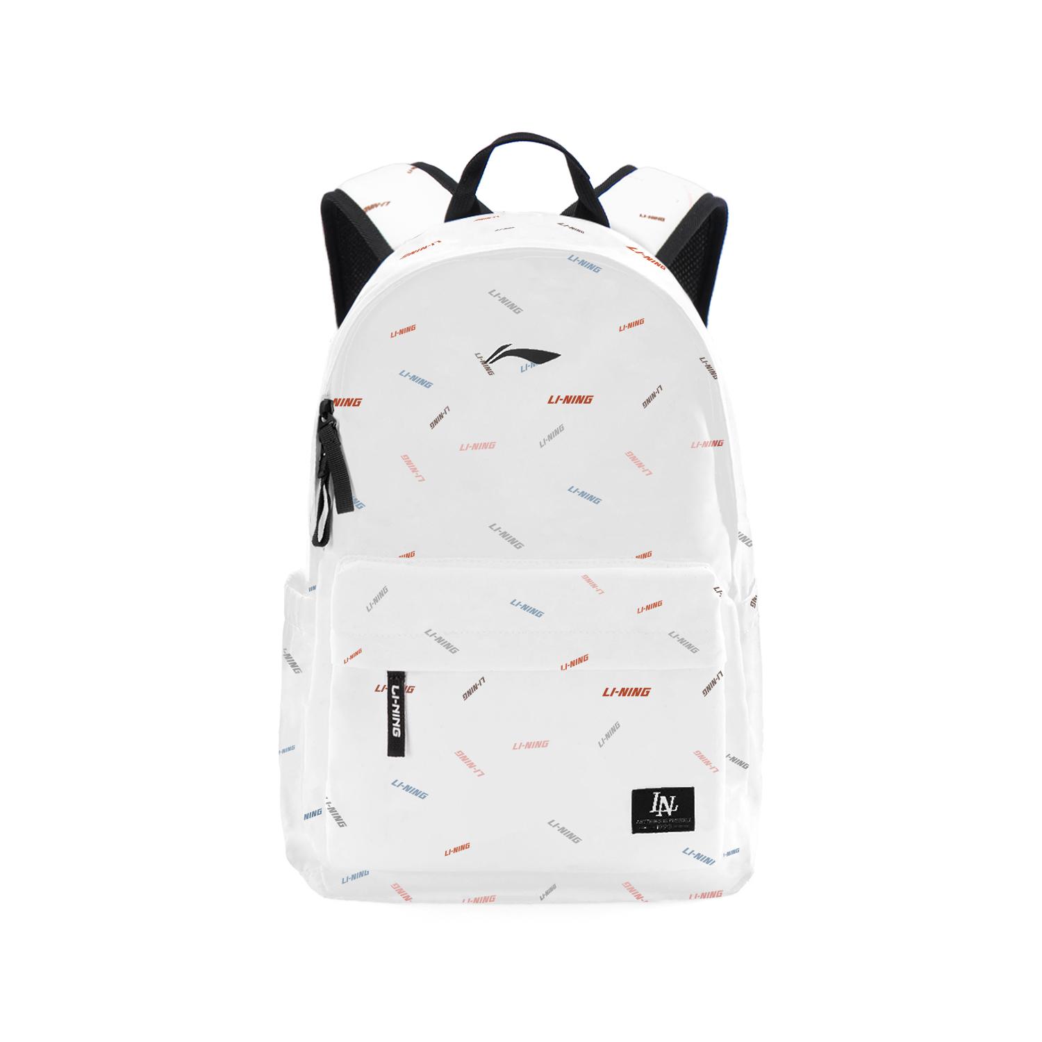 Li Ning Polyester Laptop Bag Backpack Regular Unisex White All Over Print ABSV619-1