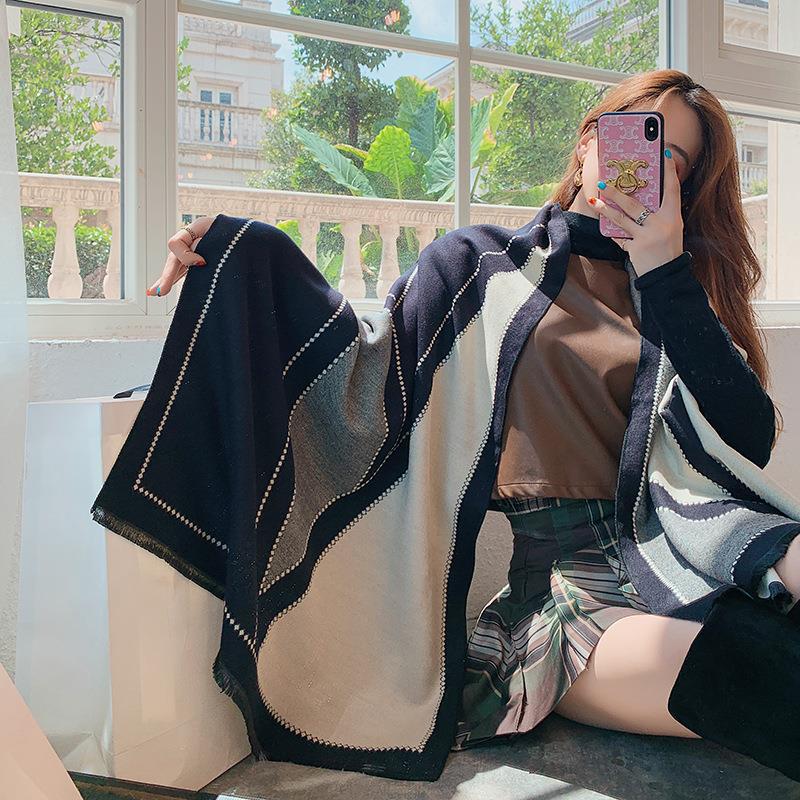 

Осенне-зимний шарф женский, цветной, из имитации кашемира, теплый шарф, весенне-летний, для защиты от холода, теплый, универсальный, шаль для кондиционера 185*60cm