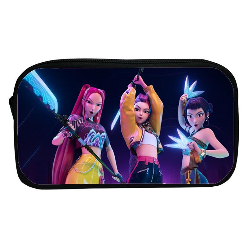 Kpop Demon Hunters Student Pencil Case Cartoon Large Capacity Pencil Box Stationery Supplies Girl Cosmetic Storage Bag Gifts
