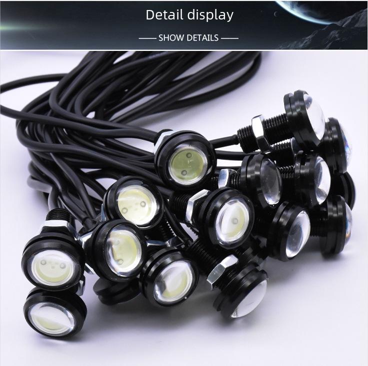12V LED Eagle Eye Motorcycle License Plate Light - Waterproof, High Brightness, Daytime Running, Brake Light