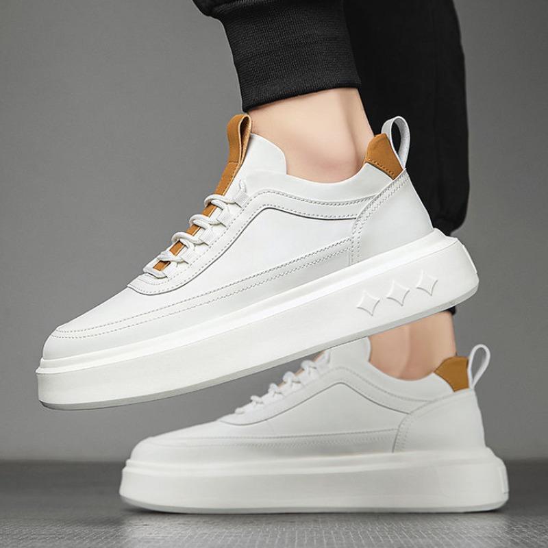 Marca de Plataforma Zapatillas de Hombre de Alta Calidad de Cuero PU Zapatos Casuales para Hombre Zapatos de Lujo para Caminar Blancos Cómodos Zapatos de Tenis