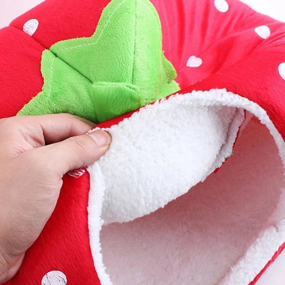 Strawberry Winter Pet House with Cushion Pet Bed Removable Foldable Pet Bed Small and Medium Pet