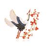 Chinese Pin Brooch Women Flying Crane Wintersweet Flower Ethnic Jewelry Special Lady Present GiftFlower Jewelry