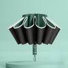 Automatic Reverse Folding Umbrella with Reflective Stripe Windproof UV Protection Large Travel Parasol