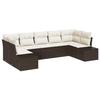 VidaXL Ensemble de canapé de jardin 7 pièces avec coussins Marron Poly Rotin 3347208