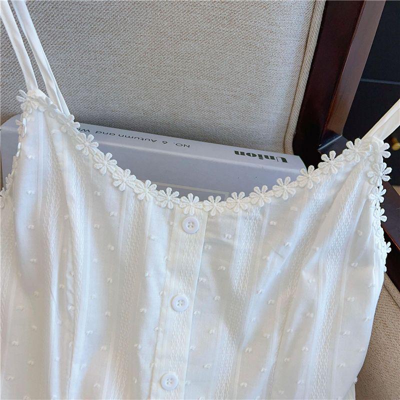 Elegant Summer 2025 White Spaghetti Strap Cinched Dress