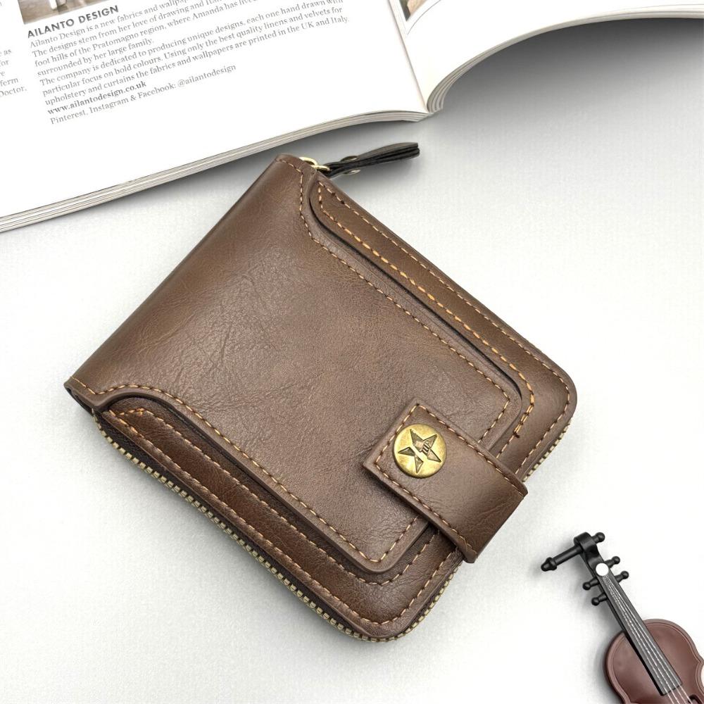 Vintage Men's Wallet Hasp Zipper Clutch Storage Bag Portable Card Bag  Outgoing