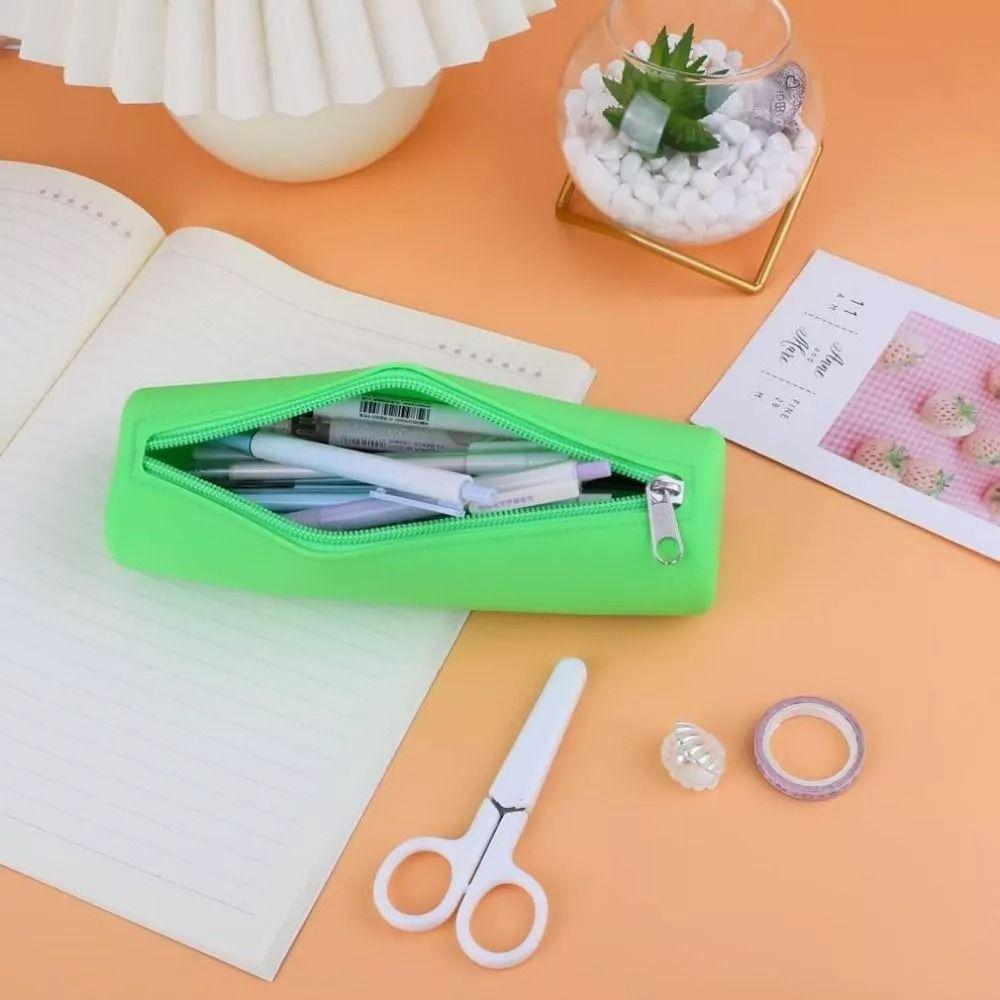 Jednoduchý silikonový penál, velkokapacitní úložný pytel na psací potřeby, přenosná kosmetická taška