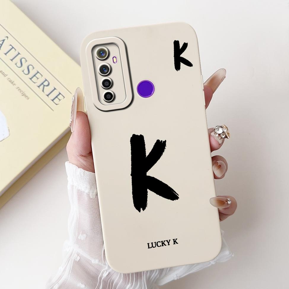For Realme 5i RMX2030 6i RMX2040 Cover For Realme 6i Case Simple Fashion Letters A-Z Pattern Design Silicone Shockproof Bumper